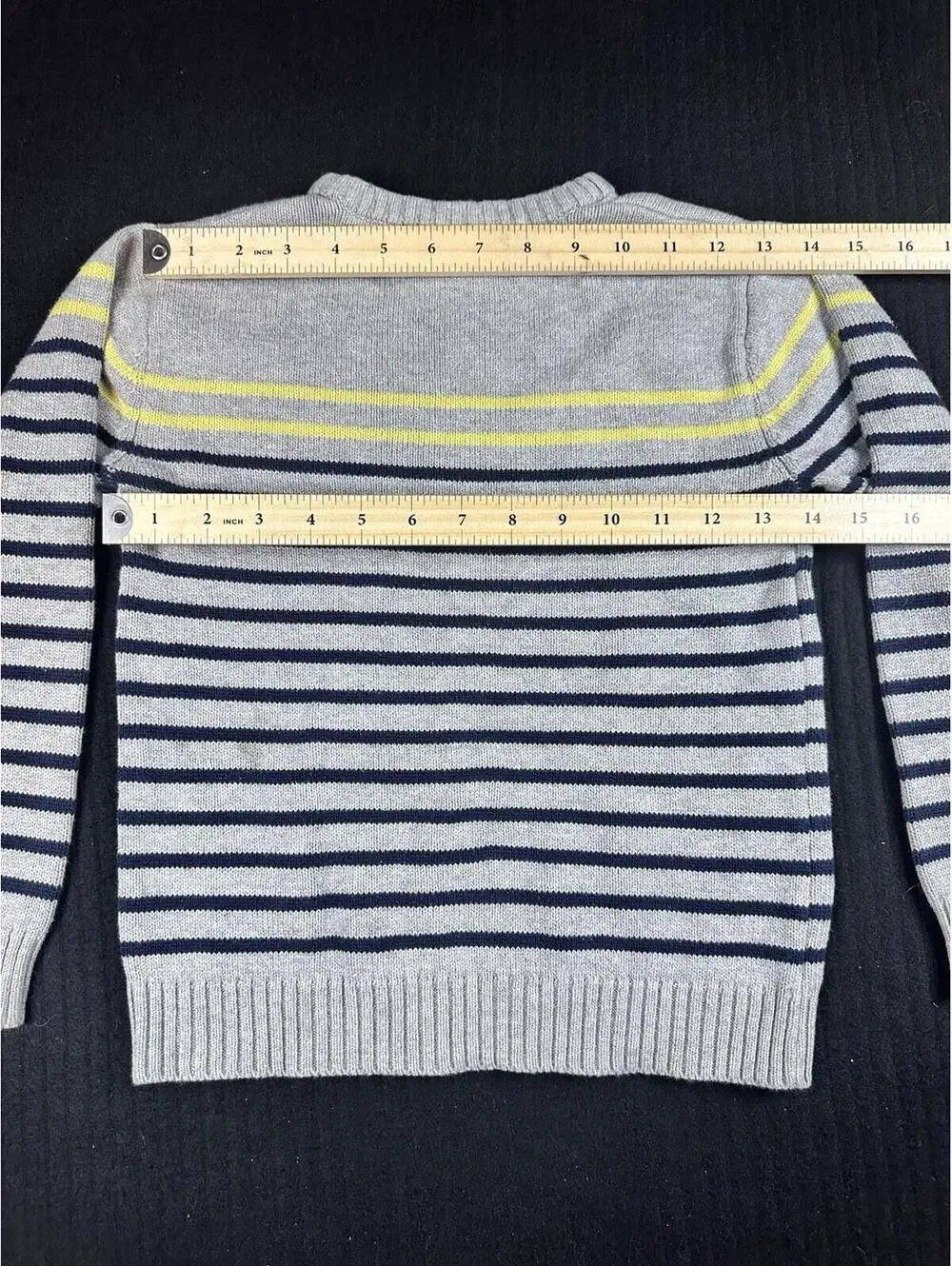 🧵✨ Boys Gray Striped Sweater, Sz Small(5-6), Gymboree, Crew 100% Cotton 🧵✨